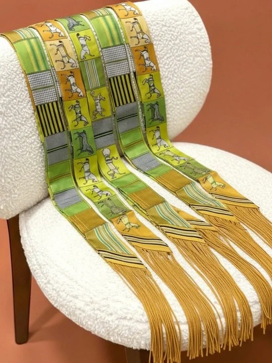 Fringe Handbag Wrap/ Scarf in Color: Golden - Picture 5 of 7